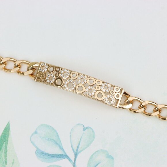 "Rose Gold Bracelet with Bubble Circle Design and Stone Accents, XPBL0932 - Picture 2 of 12